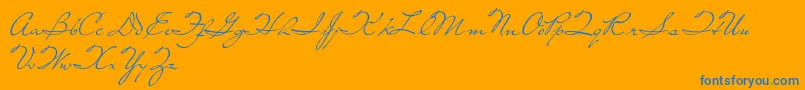 LivingTogether-Schriftart – Blaue Schriften auf orangefarbenem Hintergrund