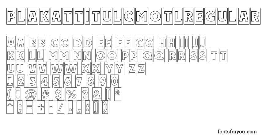 Fuente PlakattitulcmotlRegular - alfabeto, números, caracteres especiales