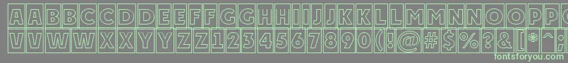 フォントPlakattitulcmotlRegular – 灰色の背景に緑のフォント