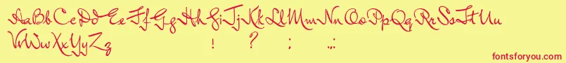 InductiveResonance-Schriftart – Rote Schriften auf gelbem Hintergrund