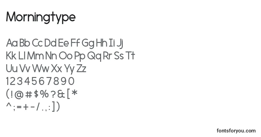 Czcionka Morningtype – alfabet, cyfry, specjalne znaki