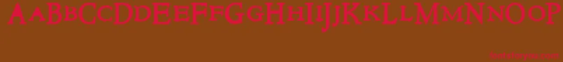 NewstyletitlingBold-Schriftart – Rote Schriften auf braunem Hintergrund