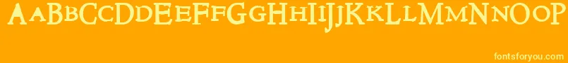Fonte NewstyletitlingBold – fontes amarelas em um fundo laranja