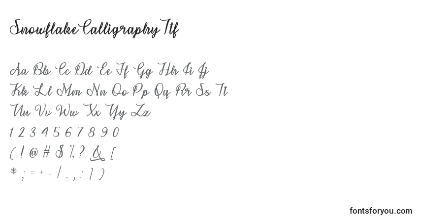 Шрифт SnowflakeCalligraphyTtf – алфавит, цифры, специальные символы