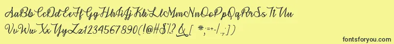 SnowflakeCalligraphyTtf-fontti – mustat fontit keltaisella taustalla