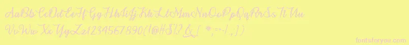 SnowflakeCalligraphyTtf-fontti – vaaleanpunaiset fontit keltaisella taustalla