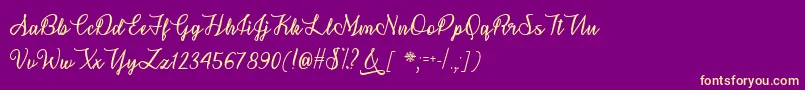 Fonte SnowflakeCalligraphyTtf – fontes amarelas em um fundo roxo