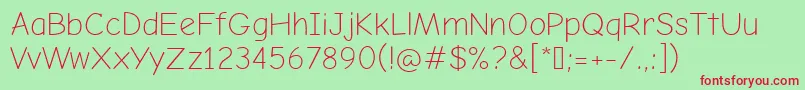 ComicNeueLight Font – Red Fonts on Green Background