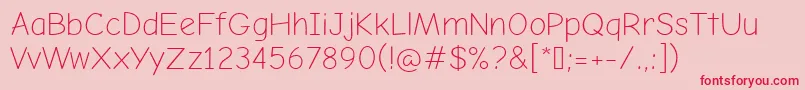 ComicNeueLight Font – Red Fonts on Pink Background