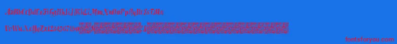 Blueberrywaffle-Schriftart – Rote Schriften auf blauem Hintergrund