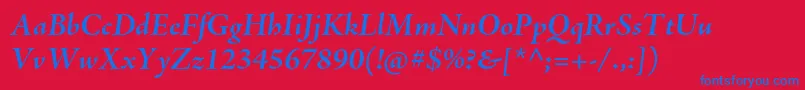 AjensonproBolditsubh Font – Blue Fonts on Red Background