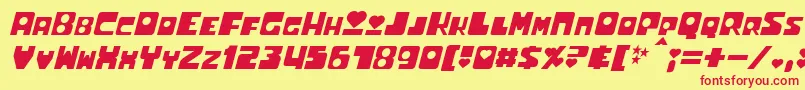 UtoniumItalic-fontti – punaiset fontit keltaisella taustalla