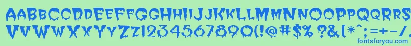 BloodCyrillic Font – Blue Fonts on Green Background