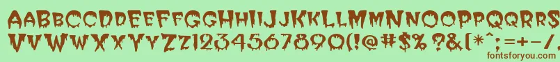 BloodCyrillic Font – Brown Fonts on Green Background