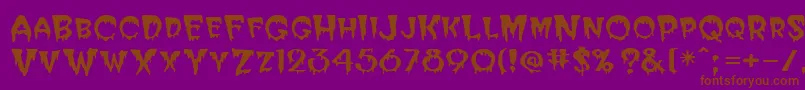 BloodCyrillic-fontti – ruskeat fontit violetilla taustalla