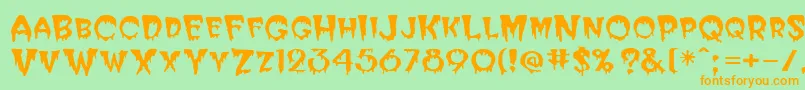 BloodCyrillic Font – Orange Fonts on Green Background