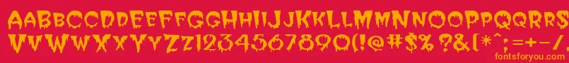 フォントBloodCyrillic – 赤い背景にオレンジの文字