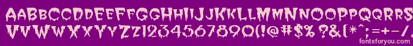 BloodCyrillic Font – Pink Fonts on Purple Background