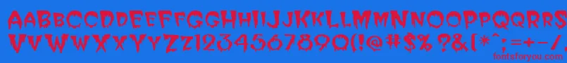 BloodCyrillic Font – Red Fonts on Blue Background