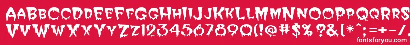 BloodCyrillic-Schriftart – Weiße Schriften auf rotem Hintergrund