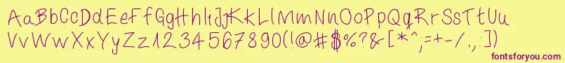 Itiswritten Font – Purple Fonts on Yellow Background