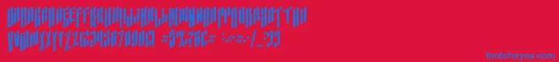 AlmanacItalicGrunge-Schriftart – Blaue Schriften auf rotem Hintergrund