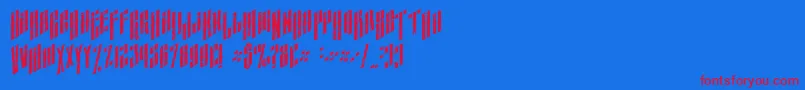 AlmanacItalicGrunge-Schriftart – Rote Schriften auf blauem Hintergrund