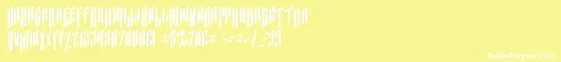 Fonte AlmanacItalicGrunge – fontes brancas em um fundo amarelo