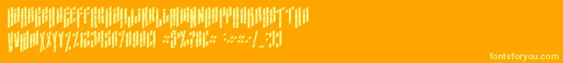AlmanacItalicGrunge-Schriftart – Gelbe Schriften auf orangefarbenem Hintergrund