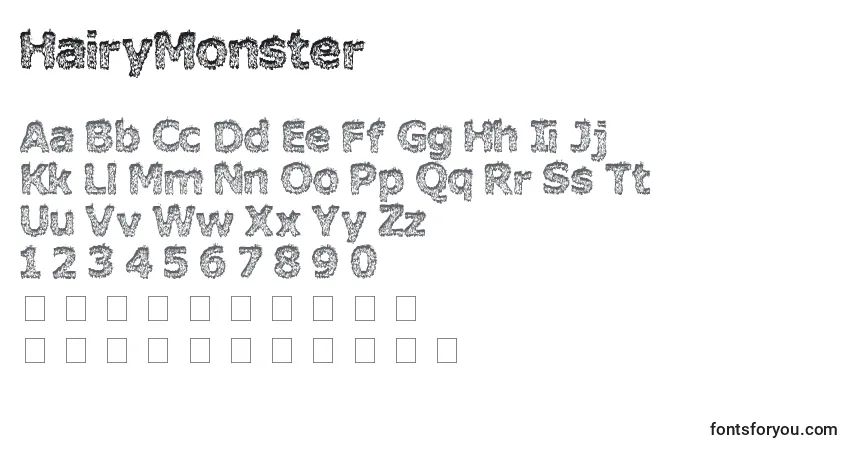 A fonte HairyMonster – alfabeto, números, caracteres especiais