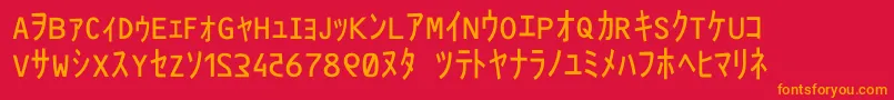 フォントMatrixCodeNfi – 赤い背景にオレンジの文字