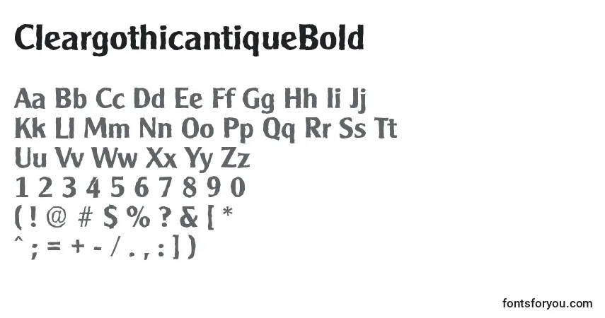 Schriftart CleargothicantiqueBold – Alphabet, Zahlen, spezielle Symbole
