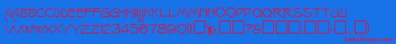 Isadorac Font – Red Fonts on Blue Background
