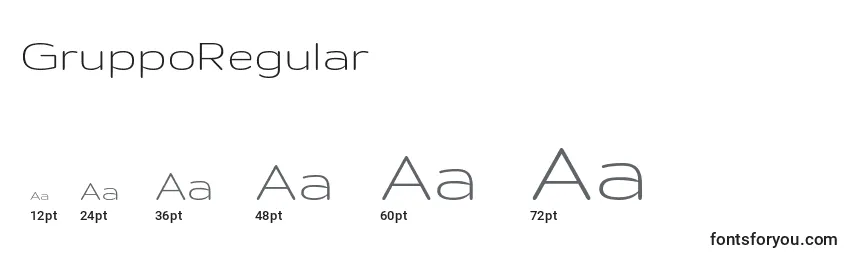 Размеры шрифта GruppoRegular
