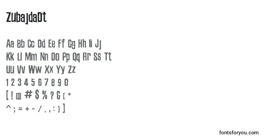 A fonte ZubajdaDt – alfabeto, números, caracteres especiais