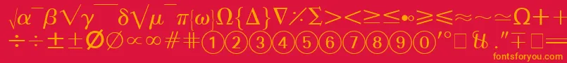 フォントAbacusFourSsi – 赤い背景にオレンジの文字