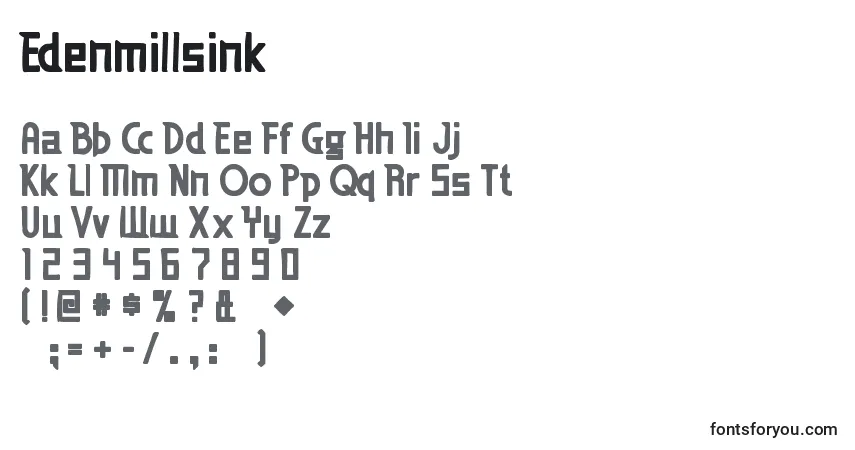 characters of edenmillsink font, letter of edenmillsink font, alphabet of  edenmillsink font
