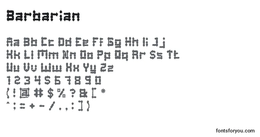 Barbarian Font – alphabet, numbers, special characters