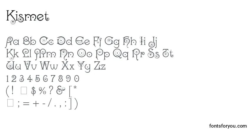 Czcionka Kismet – alfabet, cyfry, specjalne znaki