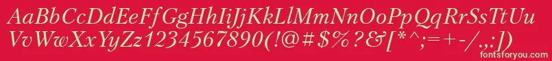 フォントPetersburgettItalic – 赤い背景に緑の文字