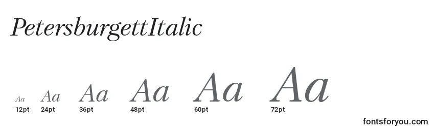 Размеры шрифта PetersburgettItalic