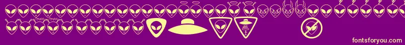 Fonte AlienconsTfb – fontes amarelas em um fundo roxo