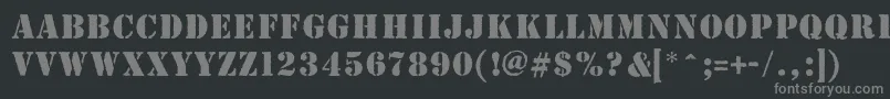 Helamanswarriors-fontti – harmaat kirjasimet mustalla taustalla