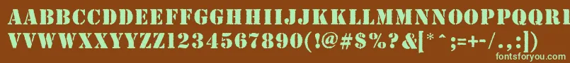 Helamanswarriors-fontti – vihreät fontit ruskealla taustalla
