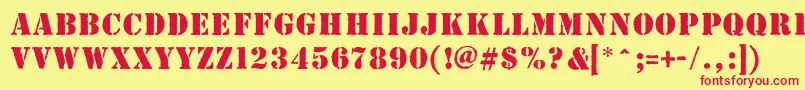Helamanswarriors-fontti – punaiset fontit keltaisella taustalla