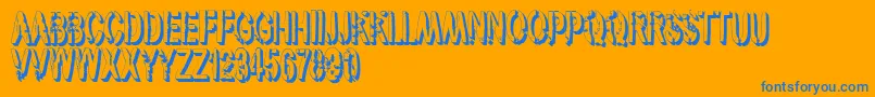 VtksArmy3D-Schriftart – Blaue Schriften auf orangefarbenem Hintergrund