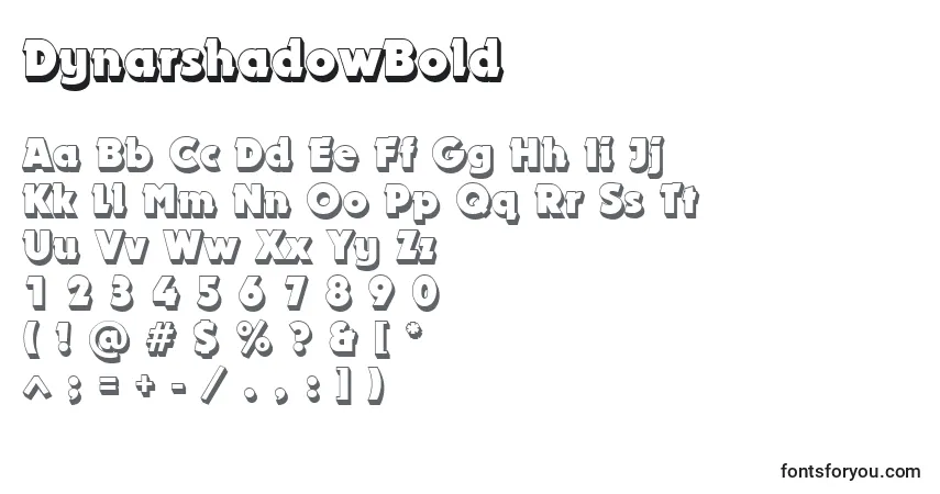 A fonte DynarshadowBold – alfabeto, números, caracteres especiais