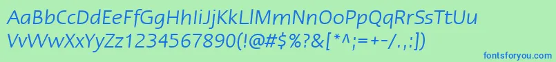 Шрифт LinotypeErgoItalic – синие шрифты на зелёном фоне