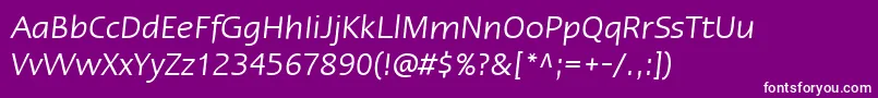 LinotypeErgoItalic Font – White Fonts on Purple Background