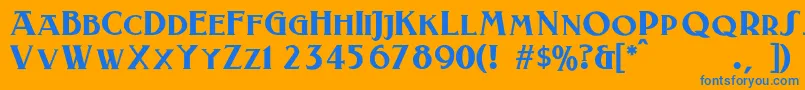 Laconick Font – Blue Fonts on Orange Background